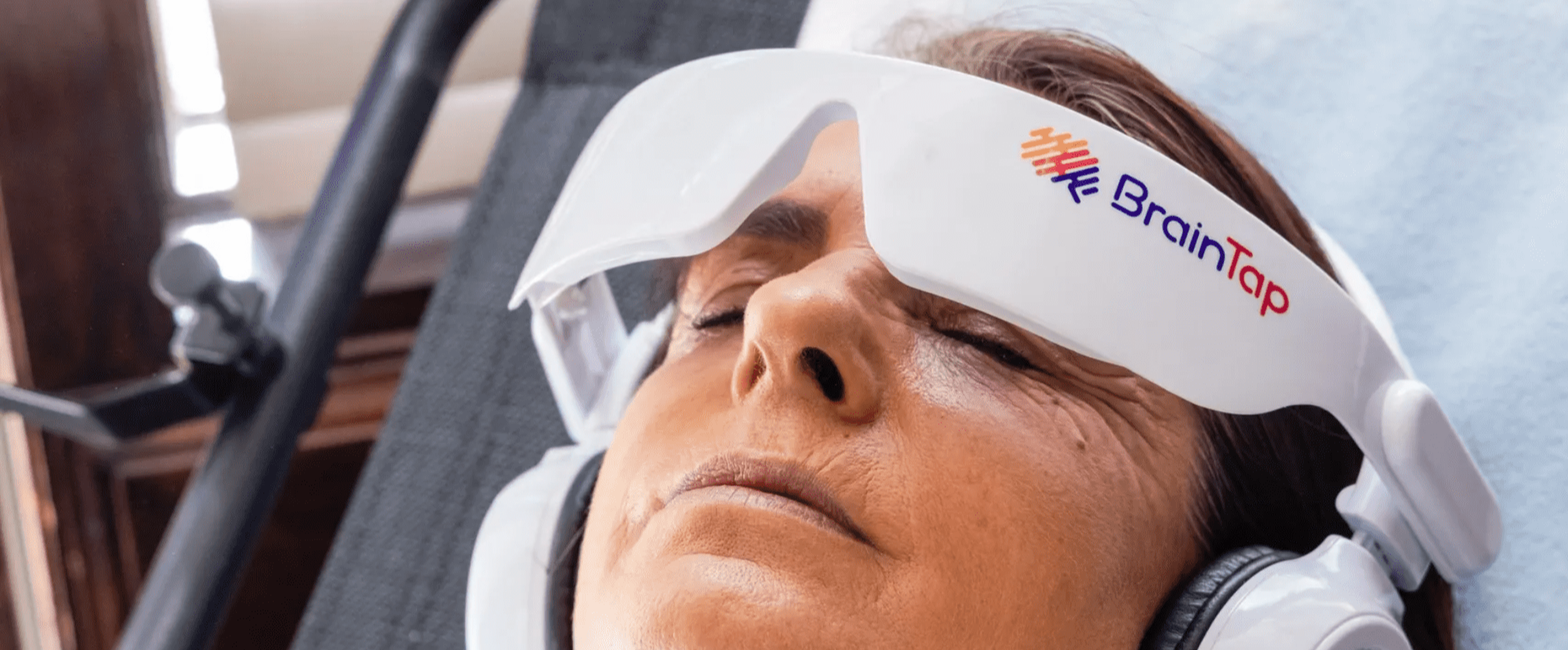 Patient experiencing BrainTap technology at Lankering Chiropractic in Basalt, CO